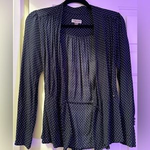 Chelsea28 blouse top navy blue white polka dots xxs